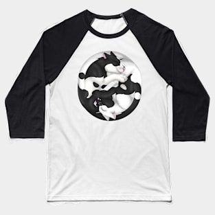 Yin-Yang Cats: Bicolor Black/White Baseball T-Shirt